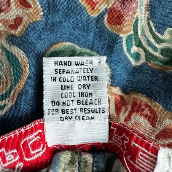 Y2K Silk Xposure Shorts Paisley Blue Red High Waist Elastic SZ S - Picture 13 of 15